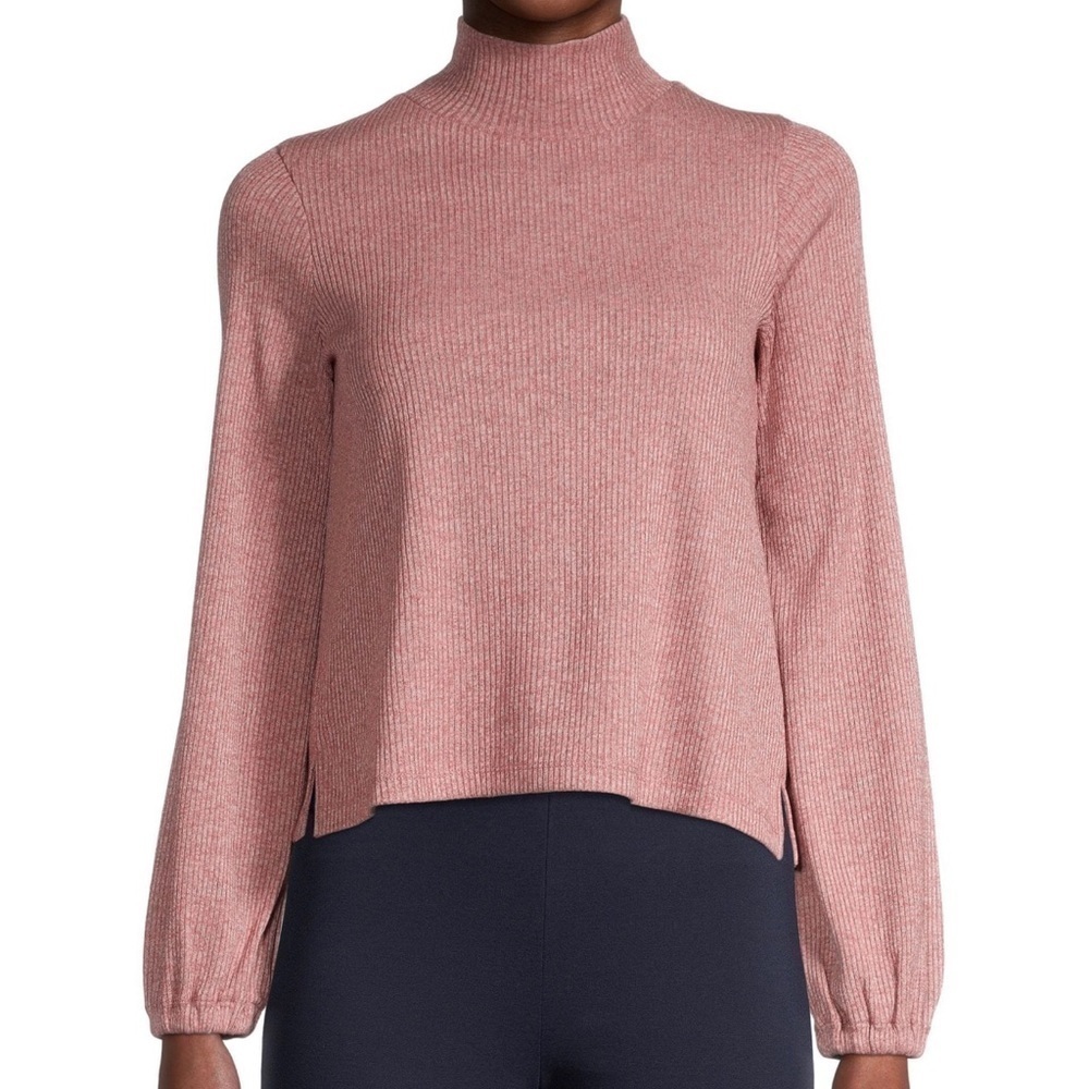 NWT MADEWELL Long Sleeve Ribbed Turtleneck Pullover Sweater Pink Small